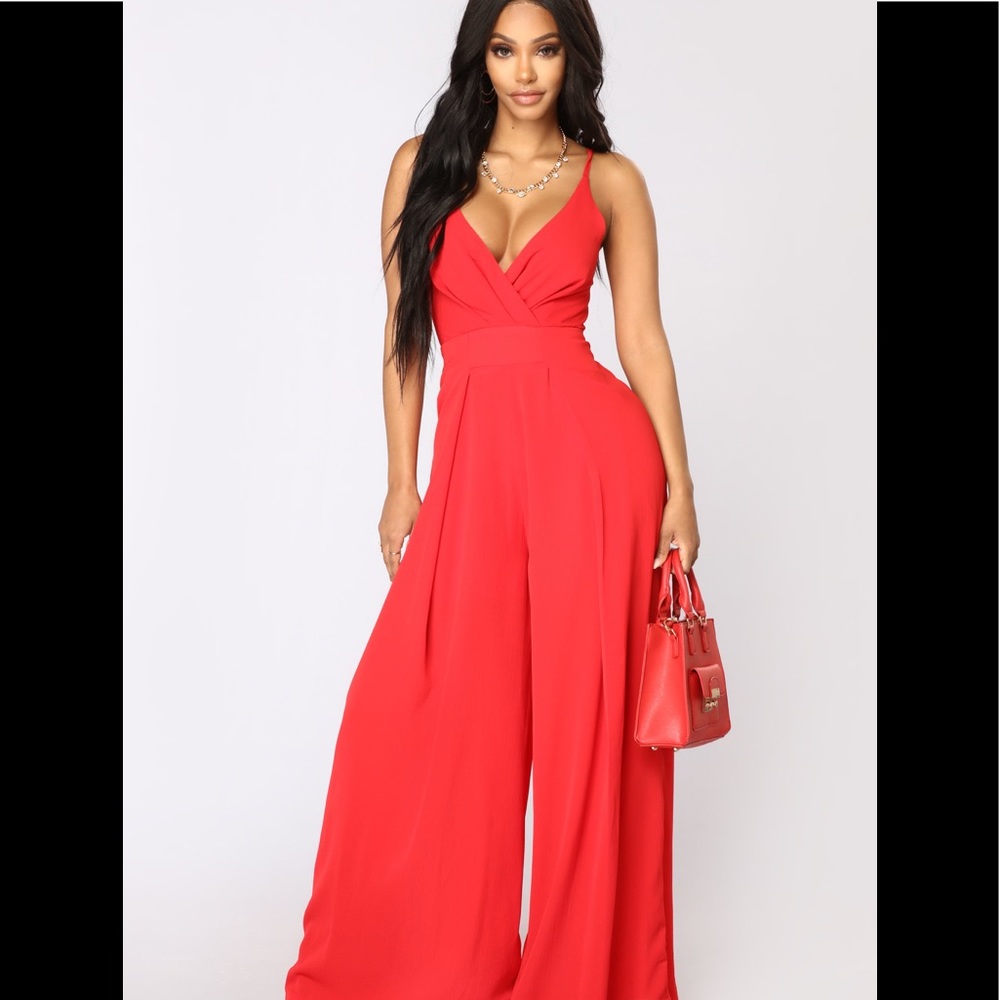 Red Wide Leg Jumpsuit NWT